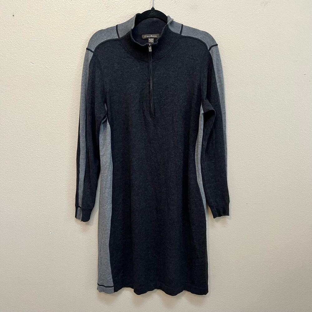 Tommy Bahama Charcoal and Light Gray Long Sleeve Knit Dress